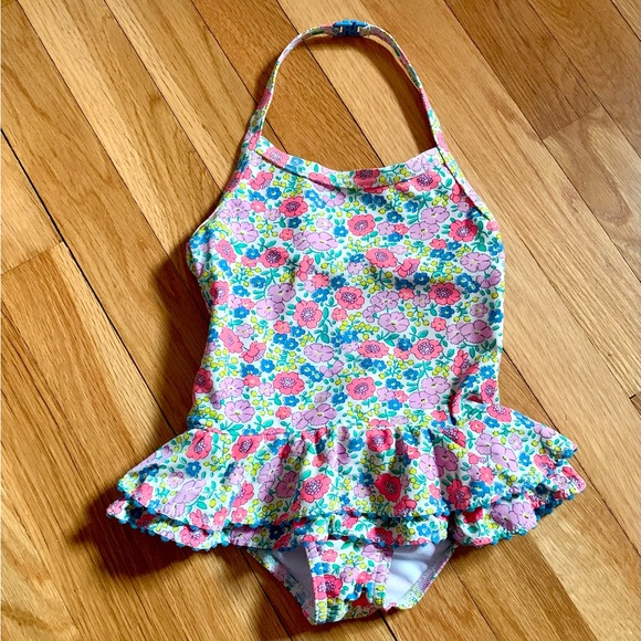 Mini Boden Swim Mini Boden 23 Y Girls Onepiece Ruffled Floral Print
